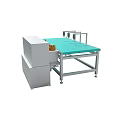 Industrial Processing Machine With Green Workbench And Silver Metal Frame