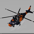 Black Orange Red Helicopter with Rotors Fuselage Landing Gear and Detailed Design