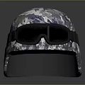 Camouflage Pattern Tactical Helmet With Black Protective Goggles And Secure Fit Design 3d model