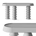 Modern Console Table With Tiered Stone Legs And Smooth Rectangular Top Surface 3d model