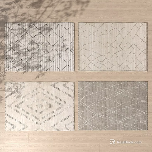 Modern Square Rugs With Diamond Crisscross Patterns In Neutral Beige Gray Tones 3d model 