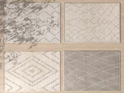 Modern Square Rugs With Diamond Crisscross Patterns In Neutral Beige Gray Tones 3d model