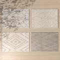 Modern Square Rugs With Diamond Crisscross Patterns In Neutral Beige Gray Tones