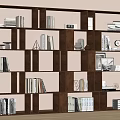 Modern Wooden Bookshelf with Open Shelves Books and Decorative Items in Contemporary Design