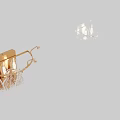 Modern Glass Wall Lamp With Transparent Leaf Shaped Shades And Golden Frame