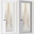Modern Interior Hinged Doors Featuring Louvered Design And Glass Panel Details 3d model