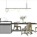 Modern Dining Table and Chair Combination Dining Table and Bar Combination 3d model