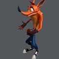 Cartoon Fox Game Movie Character With Orange Fur Green Eyes Blue Pants Thumbs Up Gesture