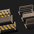 Metal Safety Barriers With Various Designs And Yellow Black Warning Stripes