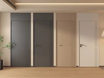 Modern Hinged Doors with Four Colors for Contemporary Interior Design 3d model