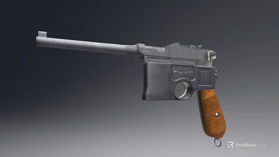 Vintage Weapon Classic Pistol With Wooden Grip And Metal Components 3d model 