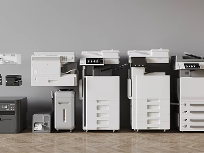 Various Modern Office Electrical Appliances Including Multifunctional Printers Scanners And Copiers 3d model