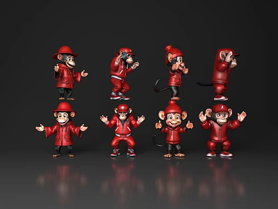 Scarlet monkey Q version cartoon orangutan cute orangutan cartoon anthropomorphic cartoon animal character cartoon material cartoon elements 3d model