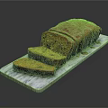 Homemade Fruit Loaf With Chocolate Glaze Sliced On Marble Serving Board