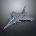 Detailed Aerospace Fighter Jet Scale Model in Gray with Red Insignia and Extended Landing Gear