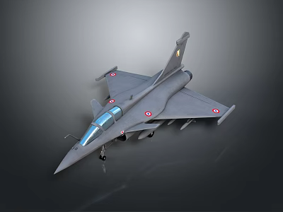 Detailed Aerospace Fighter Jet Scale Model in Gray with Red Insignia and Extended Landing Gear 3d model