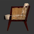 Modern Wicker Accent Chair With White Cushion And Wooden Legs Design