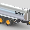 Silver Industrial Tanker Trailer By DEZEURE With Yellow Wheels And Metal Tank