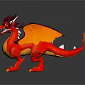 Fierce Fantasy Game Character Red Dragon With Yellow Wings And Belly