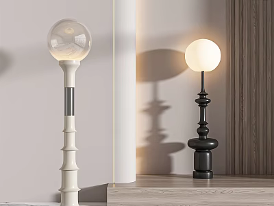 Modern Floor Lamps With White Glass Globe And Black Round Base For Interior Decor 3d model