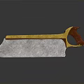 Woodworking Hand Saw With Golden Metal Blade Red Handle Sharp Teeth And Reflective Surface