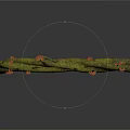 Curved Wood Structure Covered With Green Moss And Small Orange Growths With Hanging Tendrils