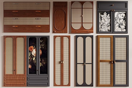 Door Panel Cabinet Door Rattan Door Panel Wall Panel Screen Partition 3d model