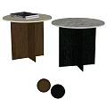 Middle ancient style side several combination rock plate solid wood 3d model