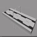 Modern Swing Door With White Black Pattern And Street Lamps Design