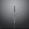 White Decorative Sword with Intricate Hilt Design and 3D Model