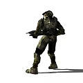 Military Game Movie Character In Camouflage Uniform With Rifle And Helmet