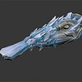 Ice Blue Crystal Dragon Shaped Weapon With Sharp Edges And Glossy Surface 3d model