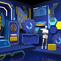 Tech Style Public Office Space Featuring Blue Yellow Design And VRVIC City Challenge Stage