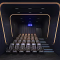 Modern Cinema Interior With Luxury Reclining Seats Ambient Lighting And Tiered Steps