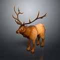 Realistic Deer Figurine With Large Antlers And Brown Fur Standing On Gray Background