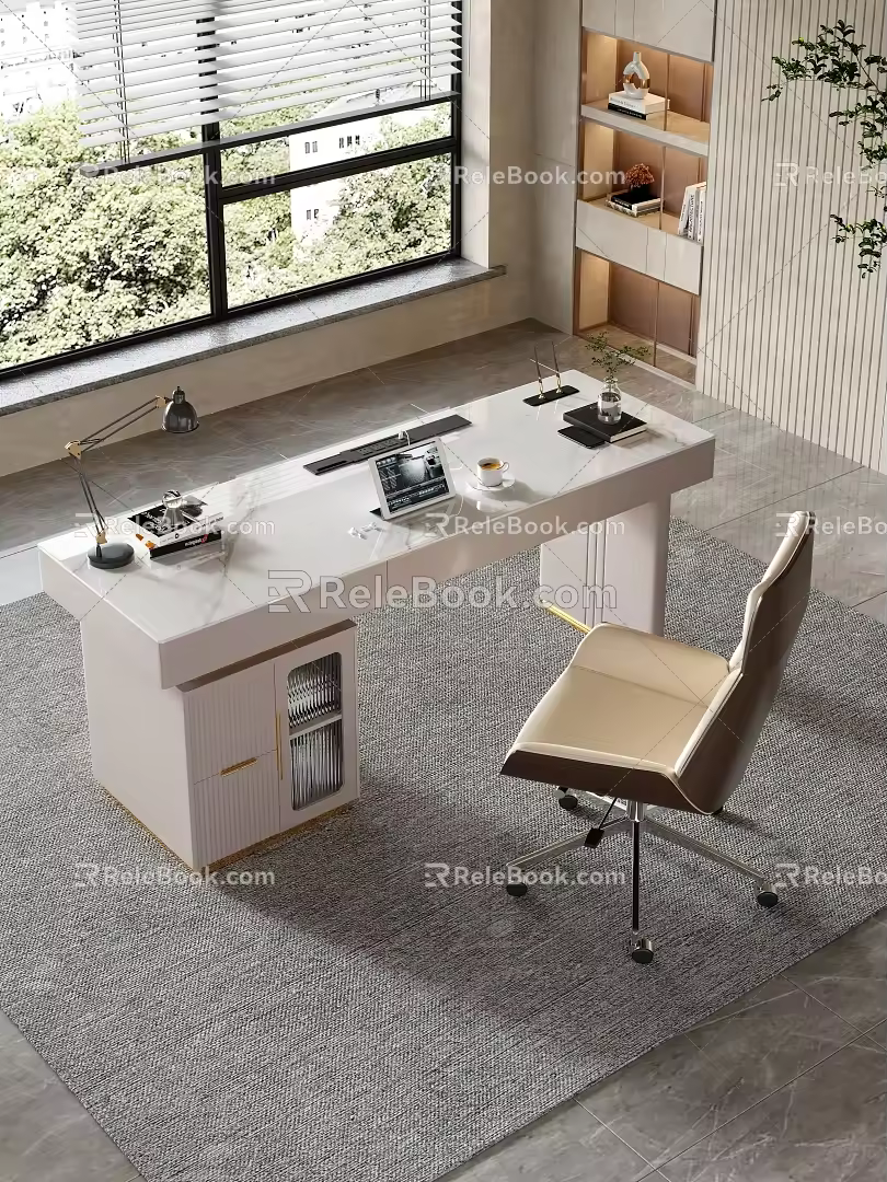 Modern Desk New Scene One Set of Desk New Set 3d model