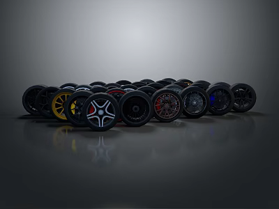 Automotive Wheel Rims Various Styles And Colors For Car Parts Collection 3d model