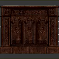 Ornate Wooden Desk with Green Surface Intricate Carved Details and Gold Accents