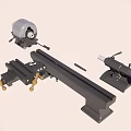 Workshop Metal Lathe Components With Bench Clamp And Motor Parts 3d model