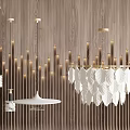 Modern Leaf Shaped Chandelier With Metal Frame And Wooden Wall Background Design