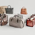 Assorted Fashionable Bags Featuring Leather Handbags Backpack Woven Duffel In Gray Brown Tan