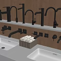 Modern Kitchen Faucets Sinks And Towel Holders On Countertop