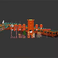 Chinese Traditional Dragon Building Block Scene With Red Lanterns Panda Pavilion And Flowers