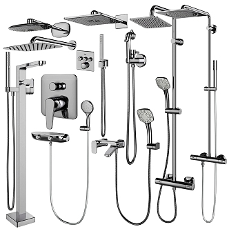 Modern Shower Stainless Steel Shower 3d model