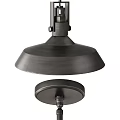 Industrial Style Black Metal Pendant Light with Dome Shade and Exposed Filament Bulb