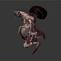 Fantasy Creature with Large Purple Wings Multiple Pink Limbs Red Claws and Bulbous Body