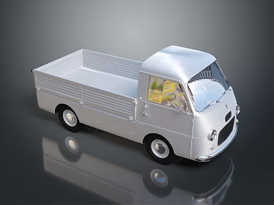 Silver Functional Commercial Vehicle With Cargo Bed And Classic Style 3d model