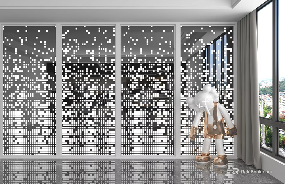 Modern Wall Paneling With Hollow Out Geometric Design For Interior Decoration Spaces 3d model 