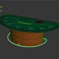 Blackjack Text Green Top Entertainment Table With Circular Chip Holders And Orange Spiral Base