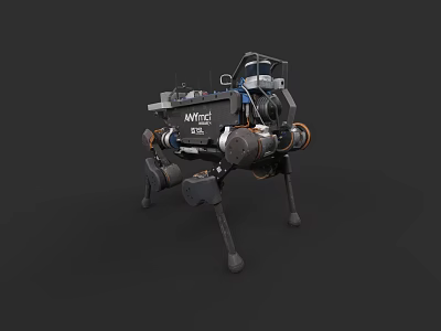 Advanced Industrial Equipment Quadruped Robot With Mechanical Legs And Wild Logo 3d model
